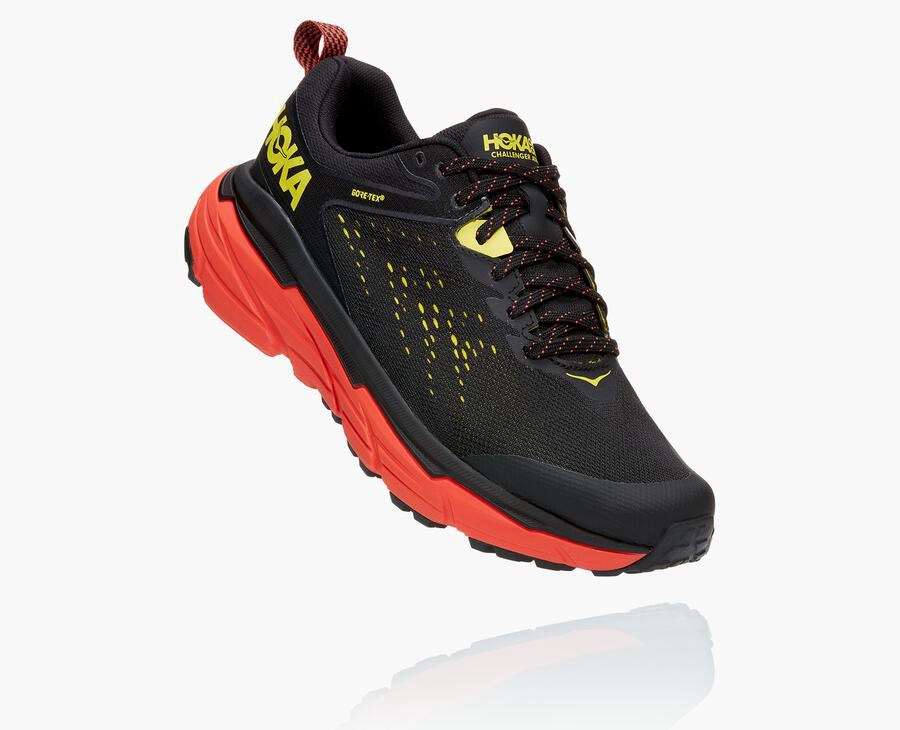 Hoka Australia One One Challenger ATR 6 GORE-TEX - Mens Trail Shoes Black/Red - MDFXQ-9513